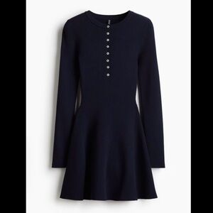 H&M RIB-KNIT DRESS WITH FLARED SKIRT